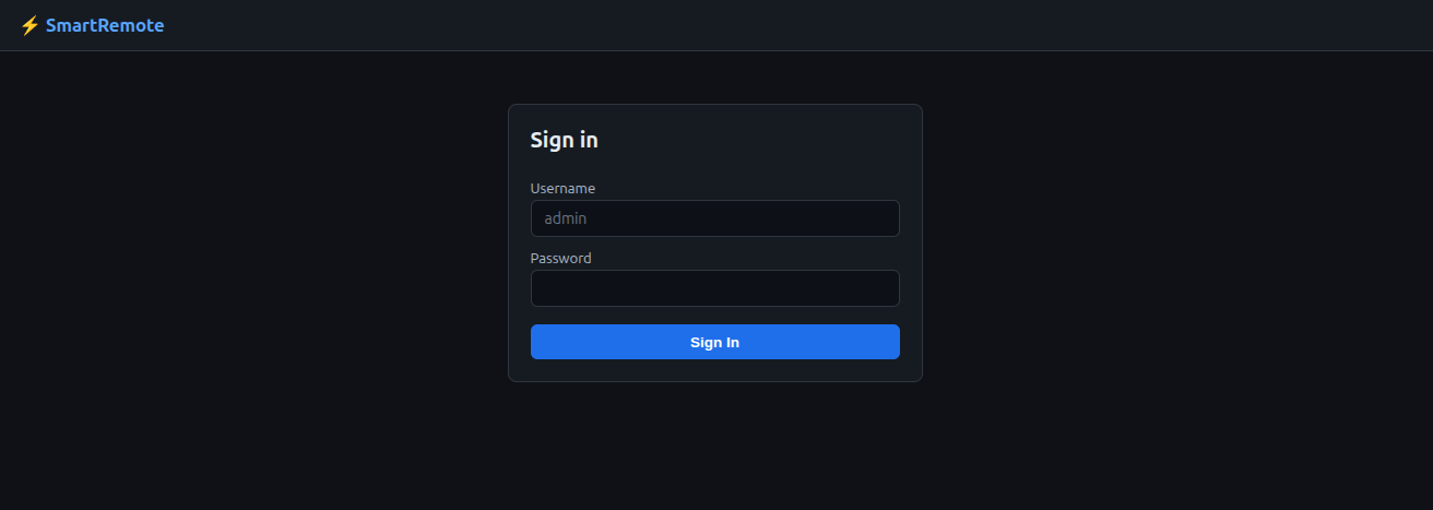 SmartRemote web interface sign-in screen